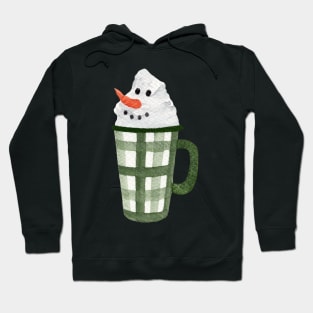 Hot Chocolate Snowman - green checkered pattern mug Hoodie